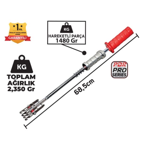 Set Pdr Kaporta Göçük Düzeltme Tokmağı Çift Yönlü Aslan Pençesi 4 Kancalı Pls Saplı 2,350Kg 68,5 cm