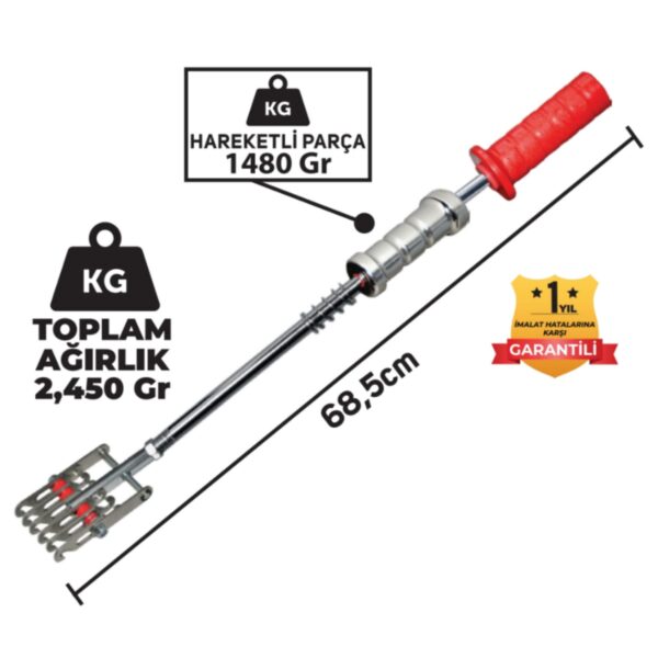 Set Pdr Kaporta Göçük Düzeltme Tokmağı Çift Yönlü Aslan Pençesi 6 Kancalı Pls Saplı 2,450Kg 68,5 cm