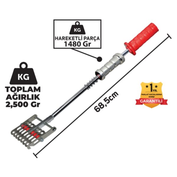 Set Pdr Kaporta Göçük Düzeltme Tokmağı Çift Yönlü Aslan Pençesi 8 Kancalı Pls. Saplı 2,500Kg 68,5 cm