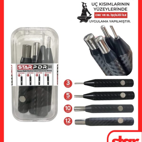 Pdr Set Çelik Uçlu Mıknatıslı Boyasız Göçük Düzeltme Kalemi 4 Adet