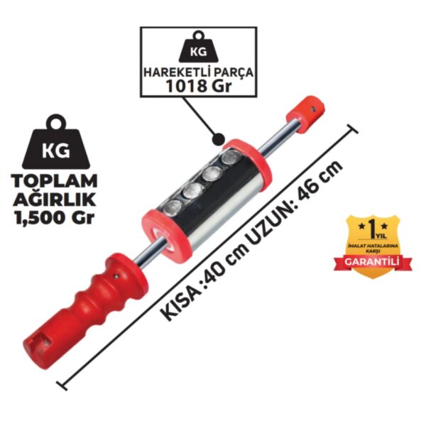 Pdr Kaporta Göçük Düz.Tokmağı Uzun Kısa Ayarlı Mil Mıknatısı Pls. Uç STARPDR 1,500KG K.40 U.46cm