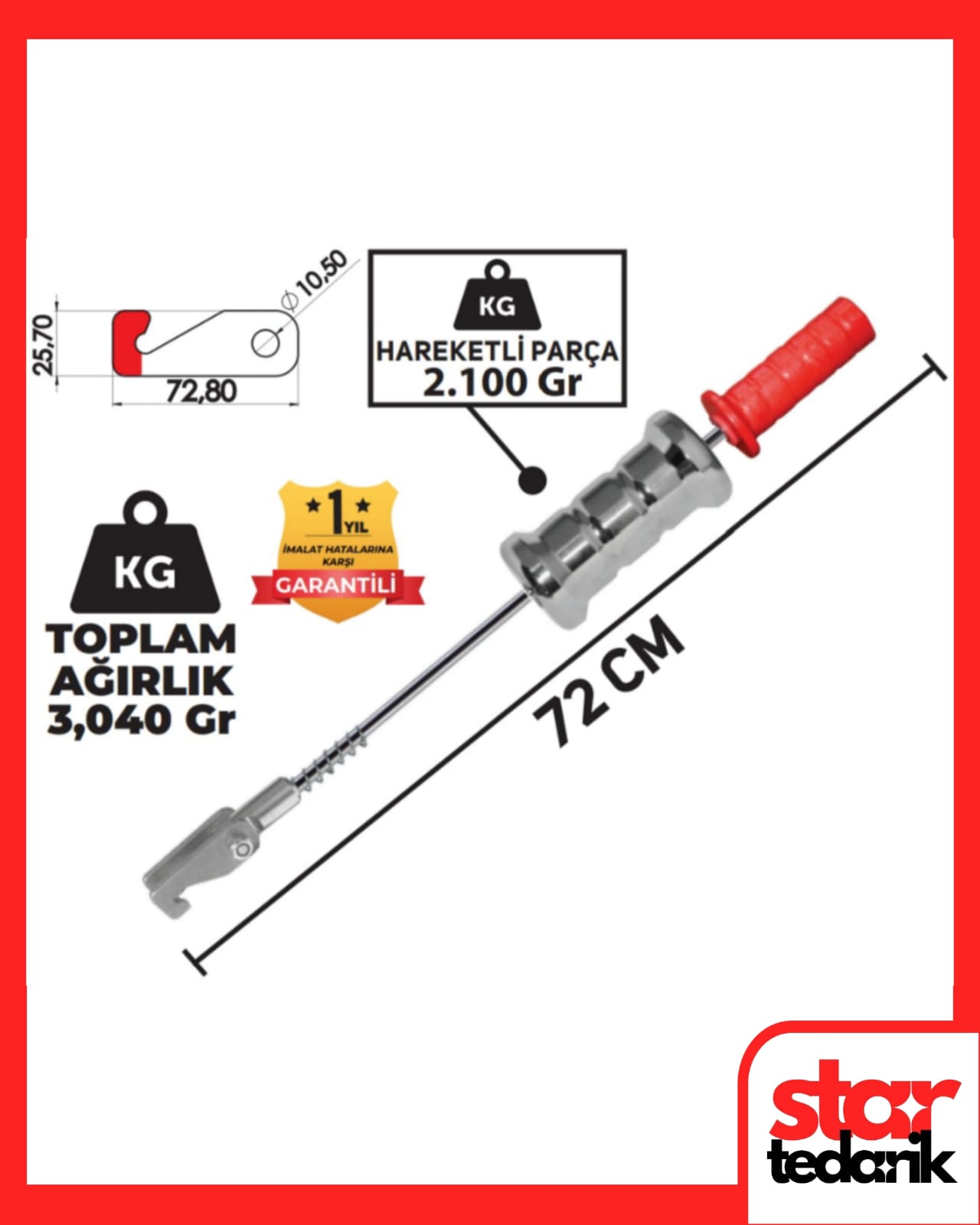 16872 Kaporta Ağır İş Güçlü Tokmak Çektirme Aslan Pençesi 2 Kanca Uçlu - Görsel 1