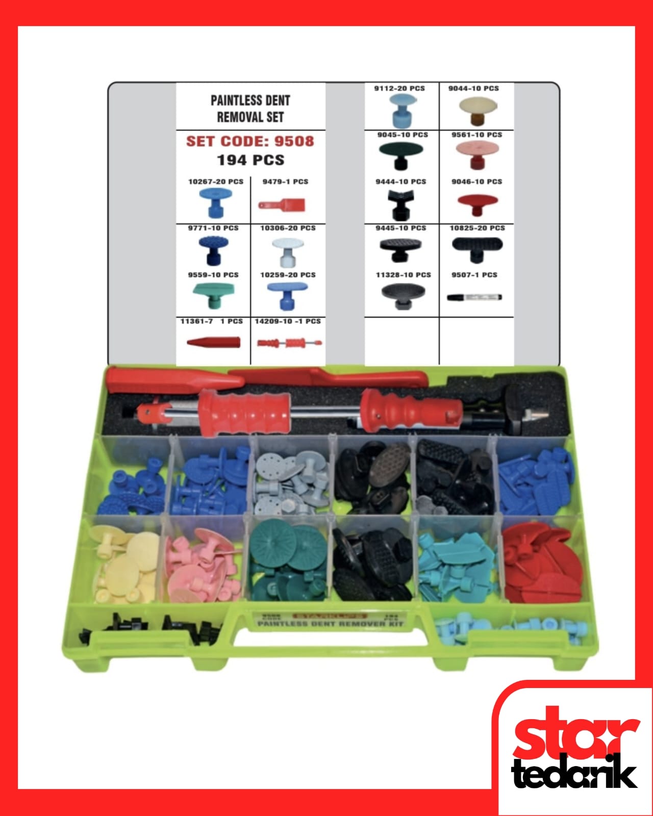9508 PDR Set Çanta Boyasız Göçük Düzeltme 194 Parça Tokmaklı - Görsel 1