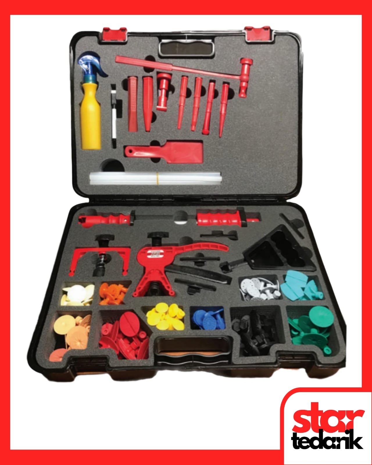 2025/08/1000676681-1.jpg Pdr Set Çanta Boyasız Göçük Düzeltme Seti 142 Parça (Tabanca yok) - Görsel 1