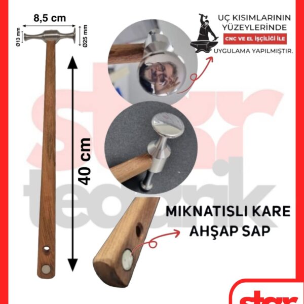 Pdr Göçük Çekici (Paslanmaz) Düz Noktalı - Mıknatıslı Kare Sap - startedarik