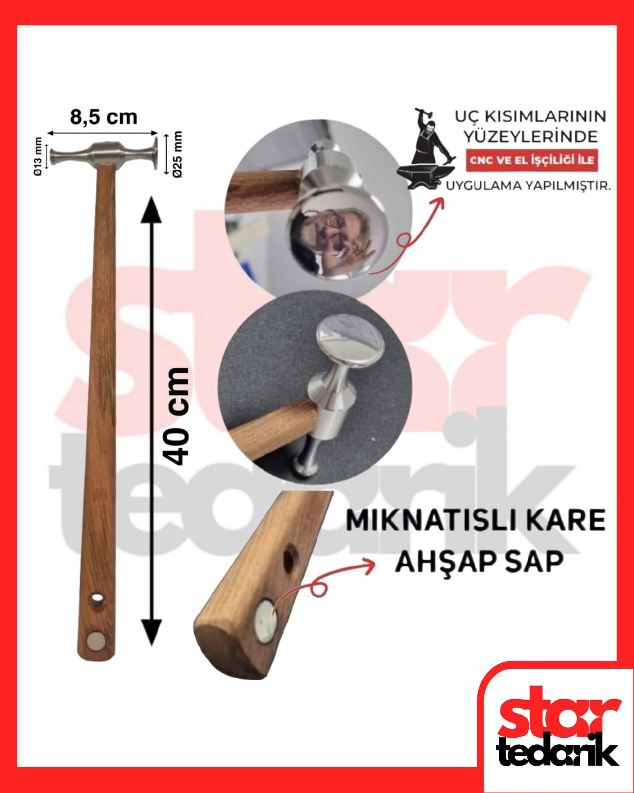 70029 Pdr Göçük Çekici (Paslanmaz) Düz Noktalı - Mıknatıslı Kare Sap - startedarik - Görsel 1