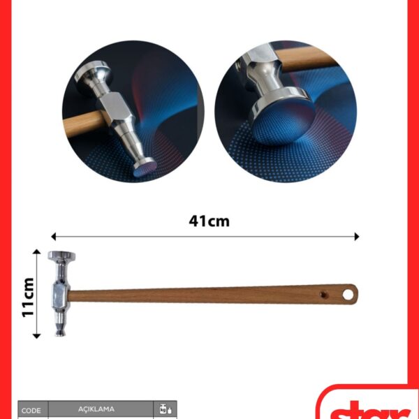 Pdr Çekiç Aluminyum  Değişken Başlık 34-14 mm Başlık Uçları