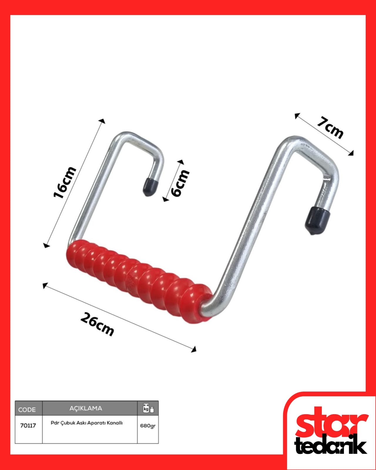 70117 Boyasız Göçük Düzeltme Çubuk Askı Aparatı 25cmX14cm Kanallı - Görsel 1