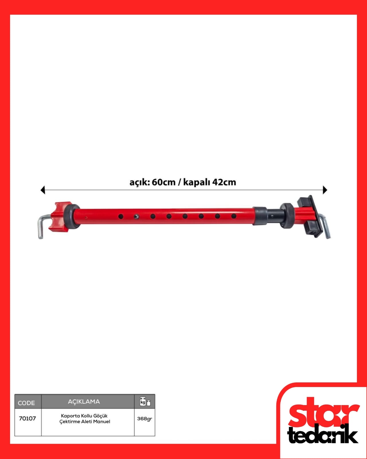 70121 Boyasız Göçük Düzeltme Kapı Ve Kaput Sabitleme Aparatı Kademe Ayarlı 40-58 cm - Görsel 1
